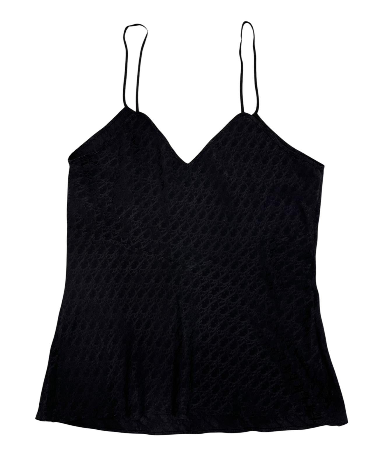 Dior Black Silk Logo Tank Top