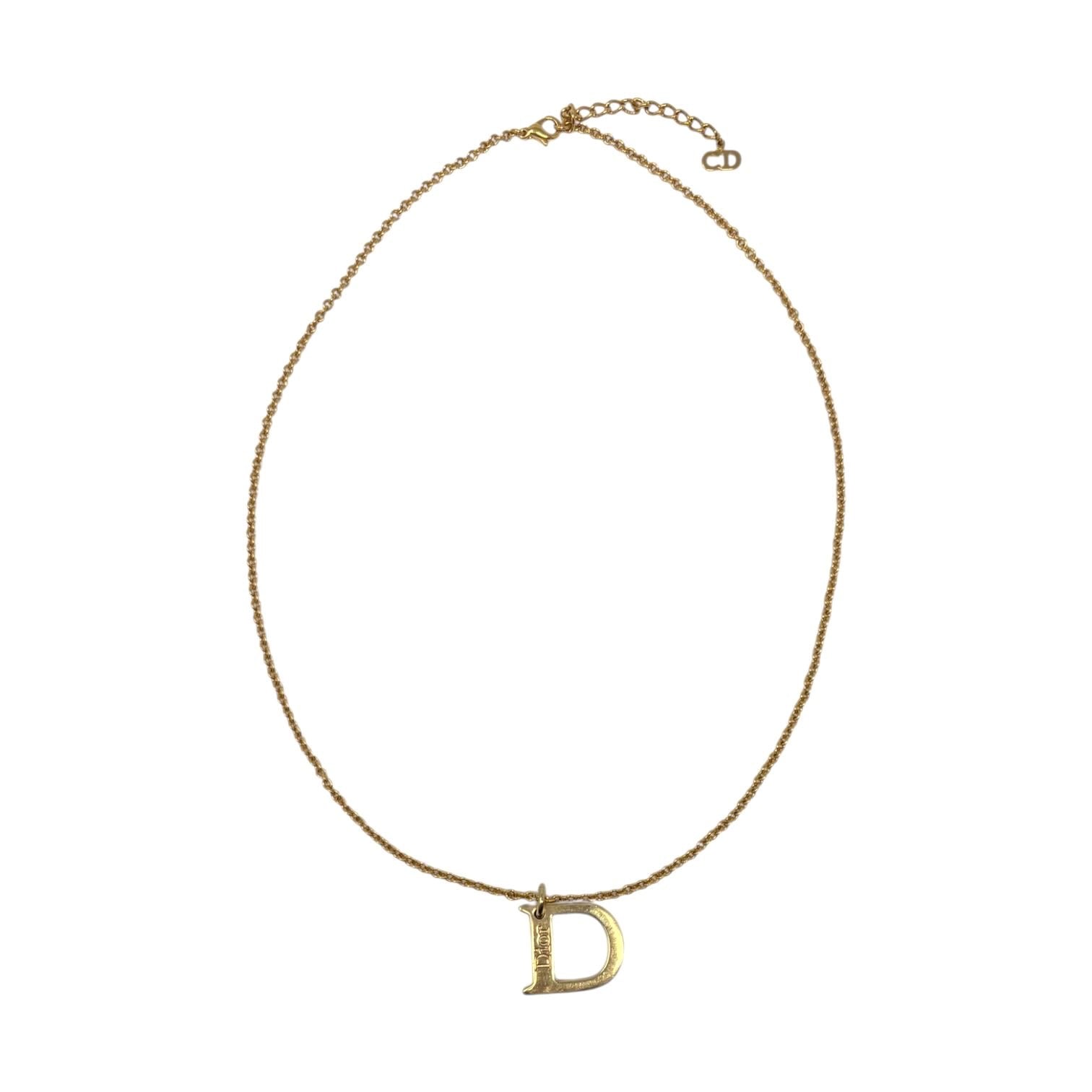 Dior Gold Logo Rhinestone Necklace