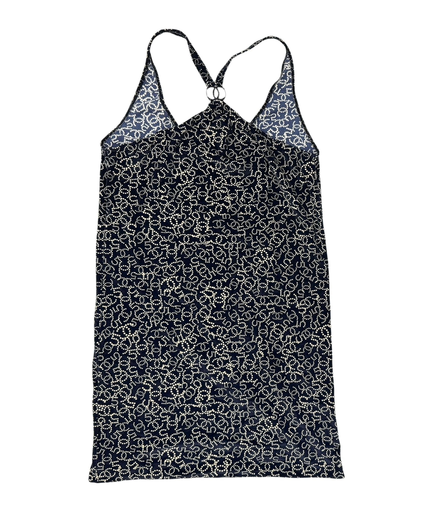 Chanel Navy Velour Logo Dress