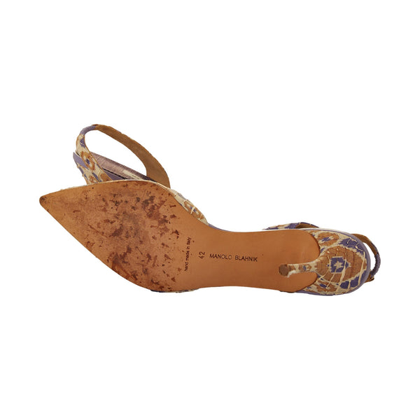 Manolo Blahnik Snakeskin Sling Back Heels