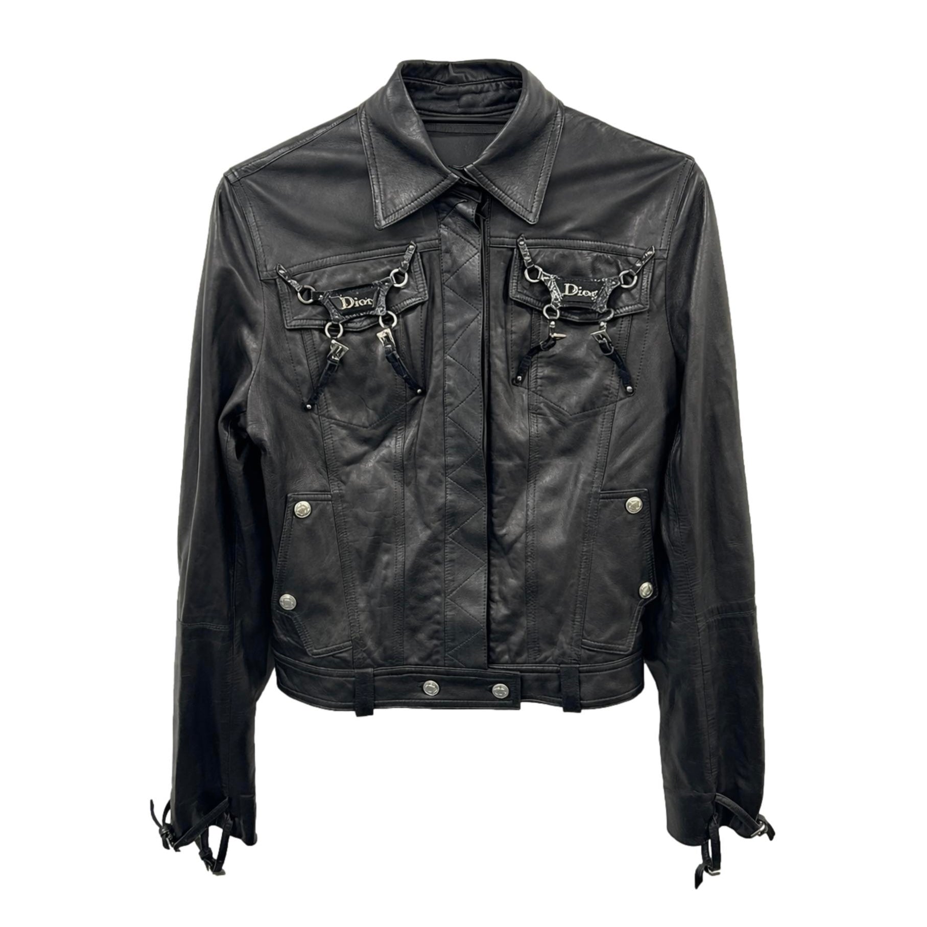 Dior Black Leather Bondage Jacket