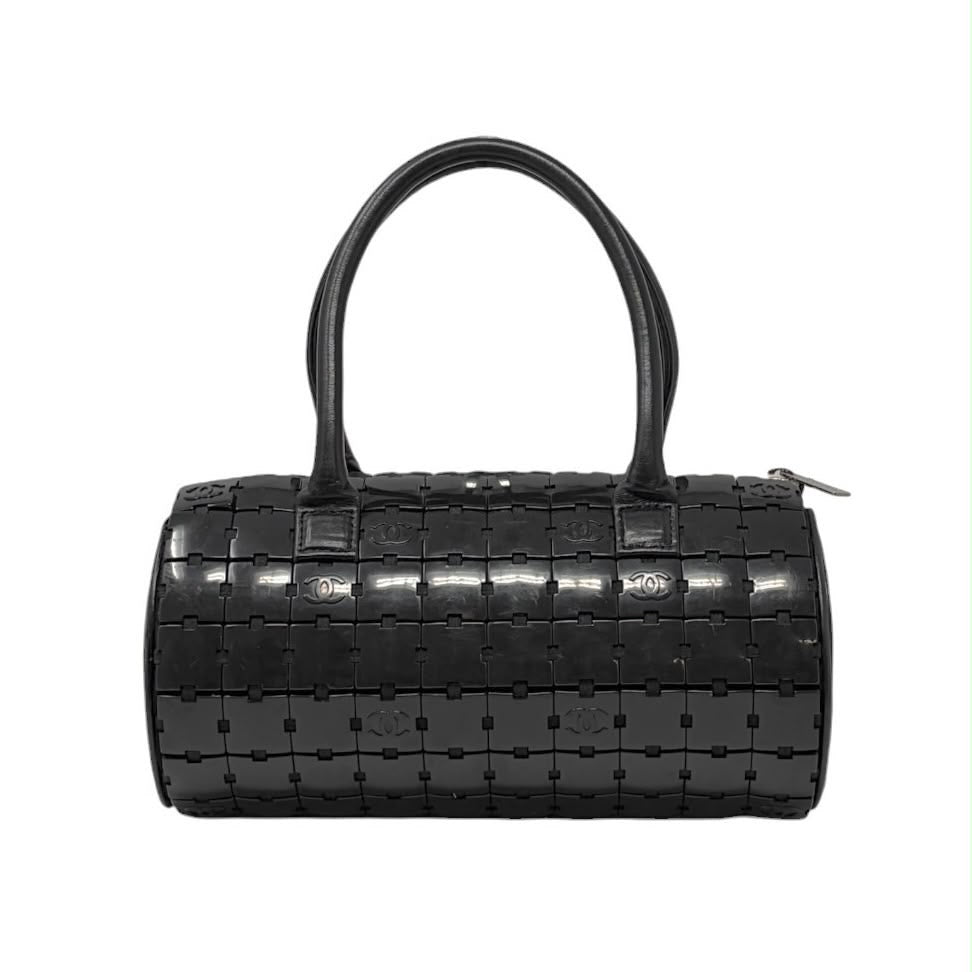 Chanel Black Logo Cylinder Puzzle Bag