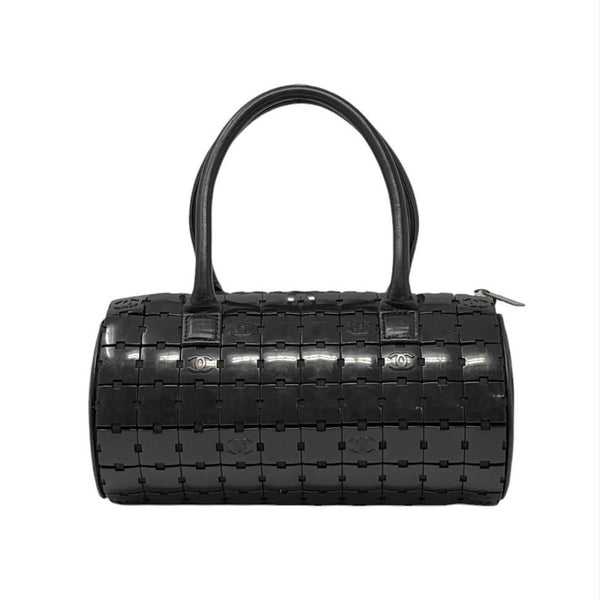 Chanel Black Logo Cylinder Puzzle Bag