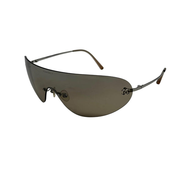 Chanel Brown Visor Rimless Sunglasses