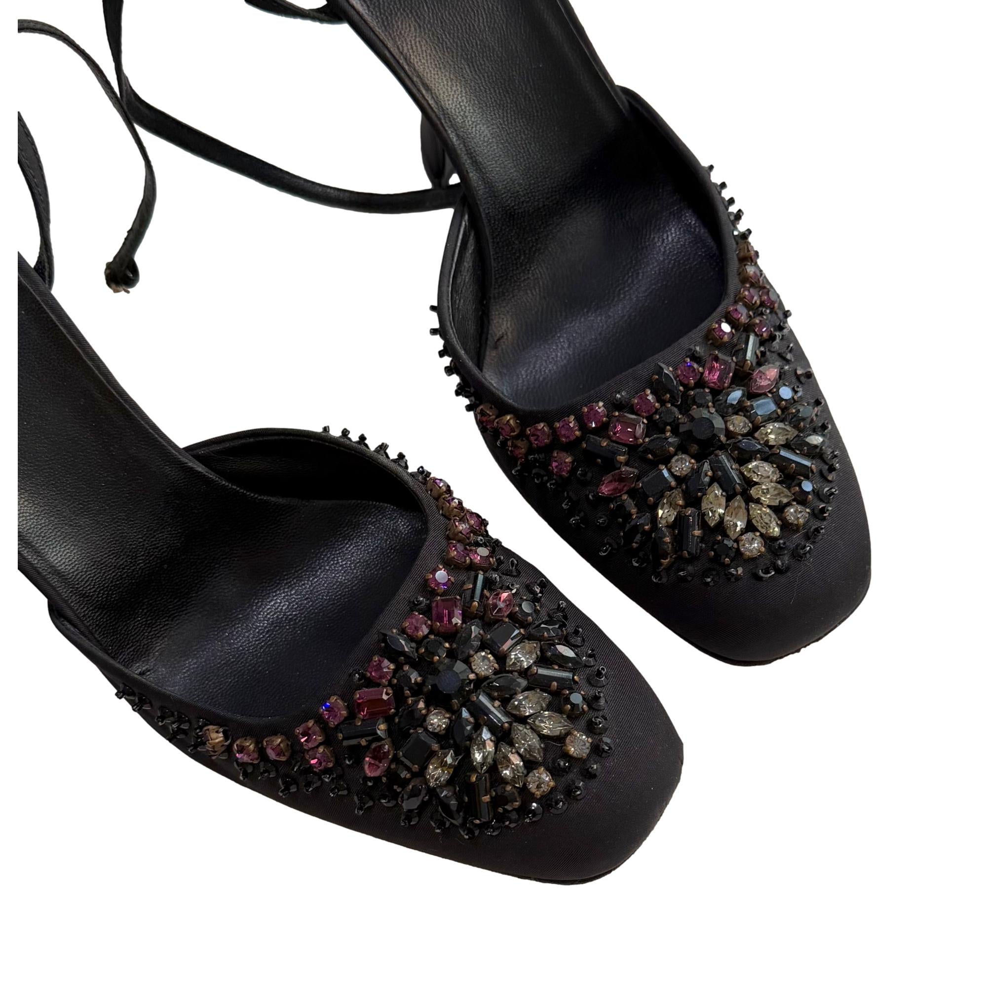 Prada Black Gemstone Heels