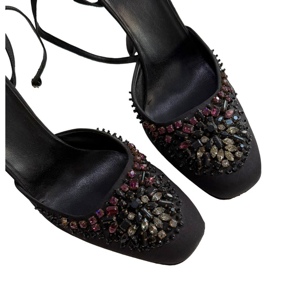 Prada Black Gemstone Heels