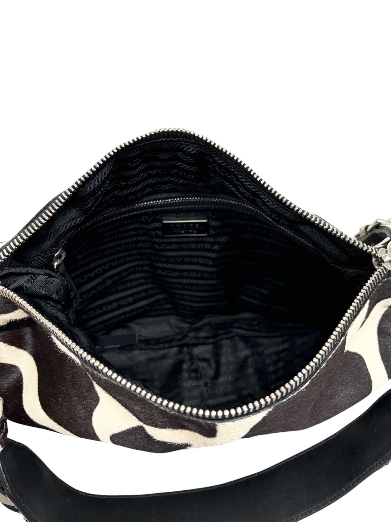 Prada Black + White Giraffe Print Shoulder Bag