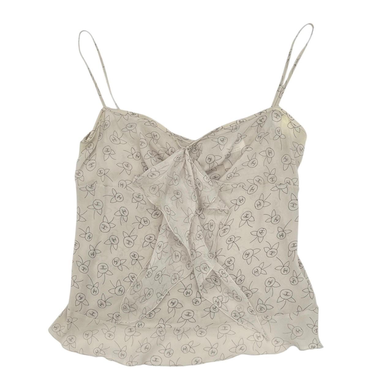 Chanel Floral Ruffle Tank Top