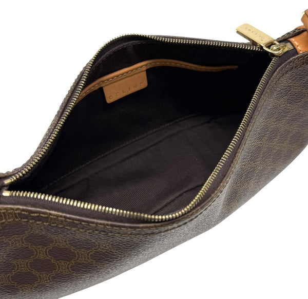 Celine Brown Leather Logo Shoulder Bag