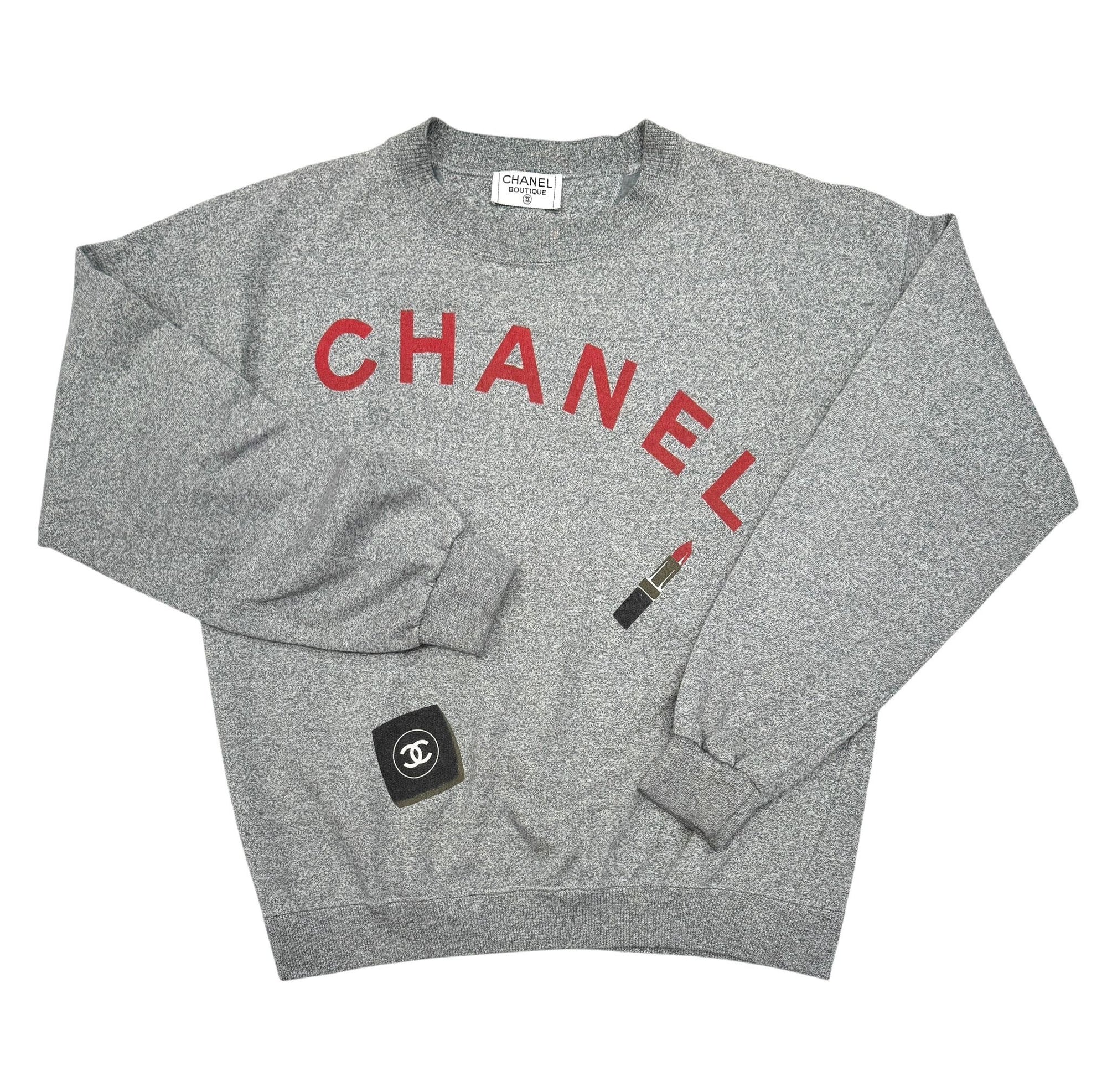 Chanel Grey Makeup Logo Sweatshirt