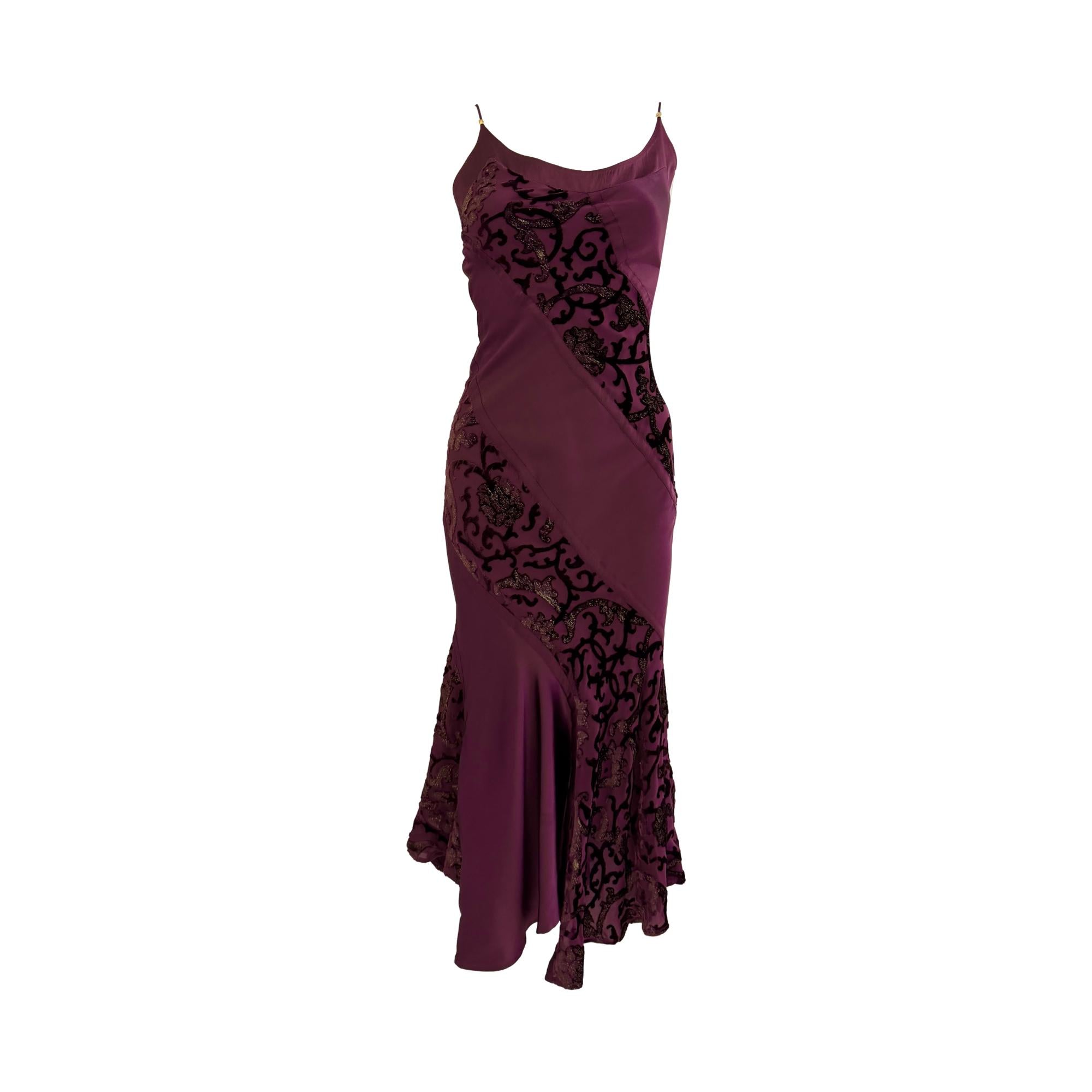 Roberto Cavalli Burgundy Silk Dress