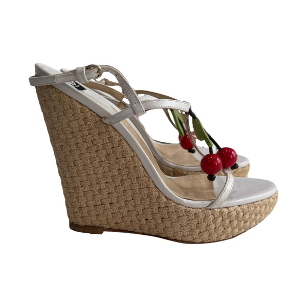 Dolce & Gabbana Cherry Woven Wedges
