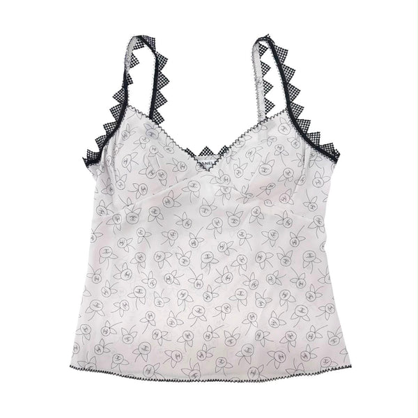Chanel Floral Silk Logo Tank