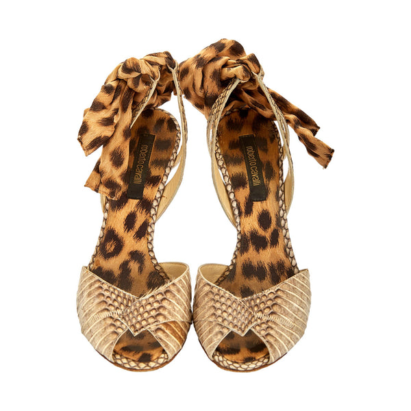 Roberto Cavalli Snakeskin Wrap Heel