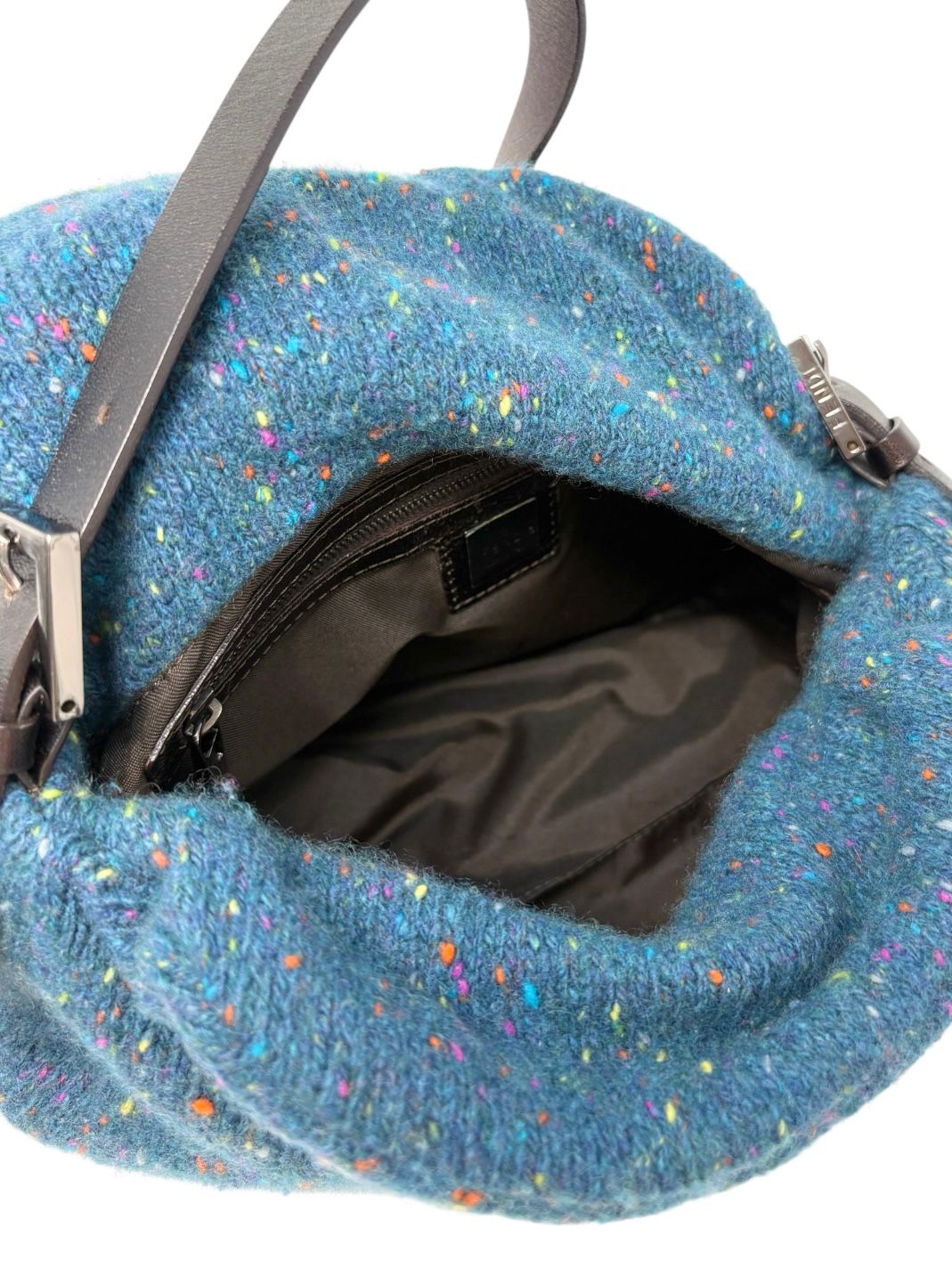 Fendi Blue Wool Mama Baguette Bag