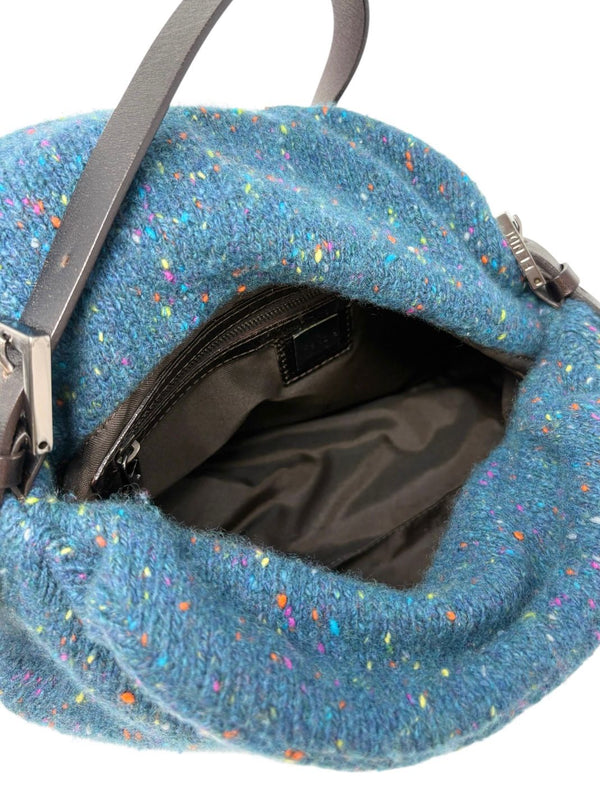 Fendi Blue Wool Mama Baguette Bag