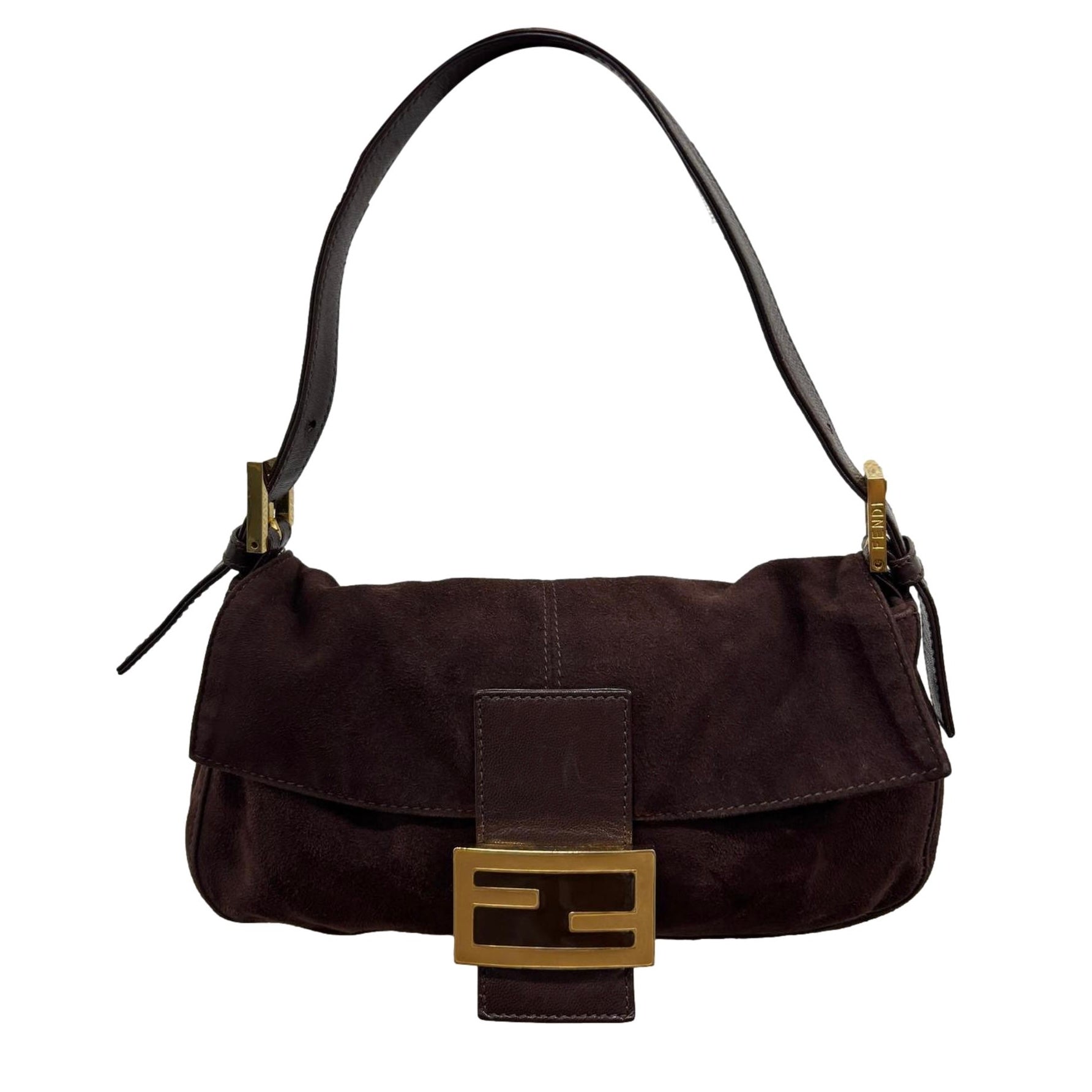 Fendi Brown Suede Baguette Bag