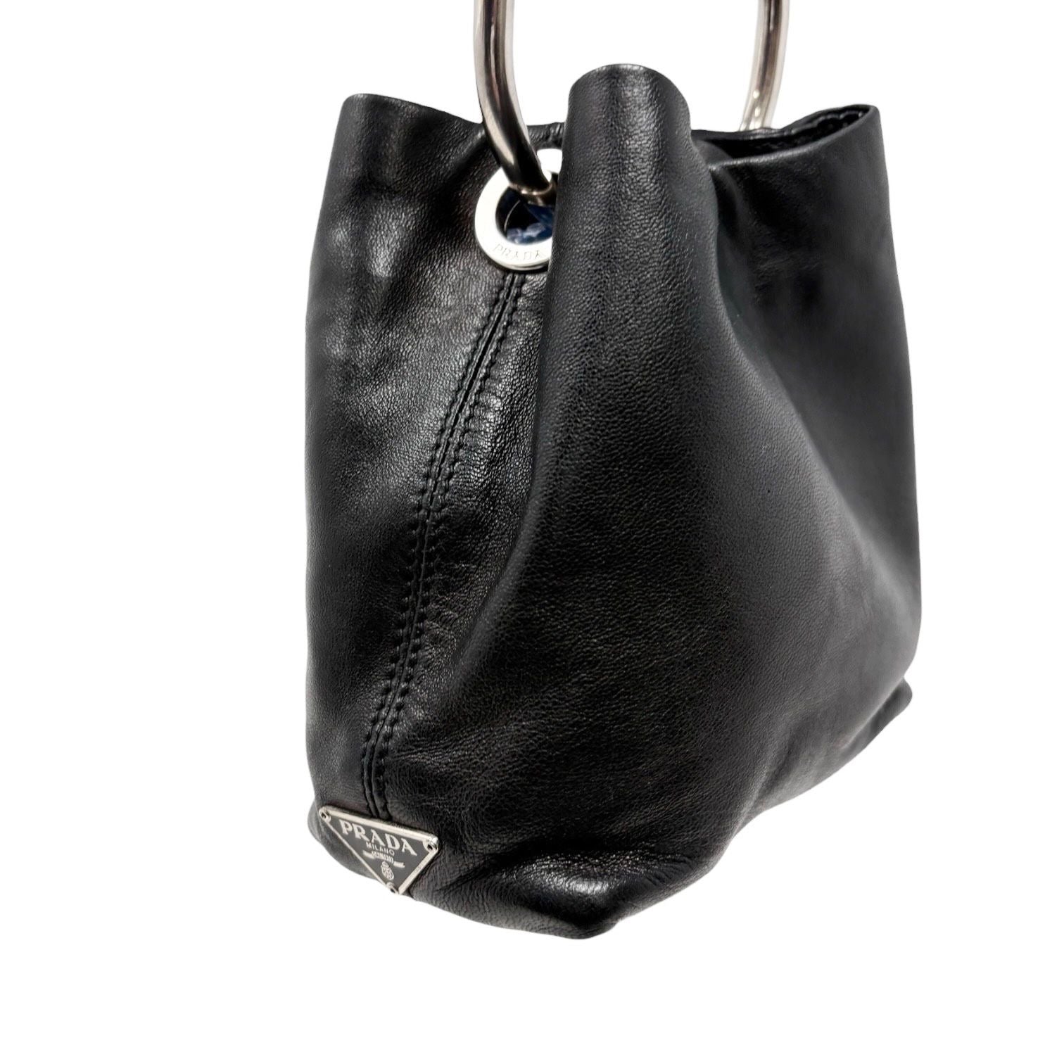 Prada Black Leather Mini Ring Bag