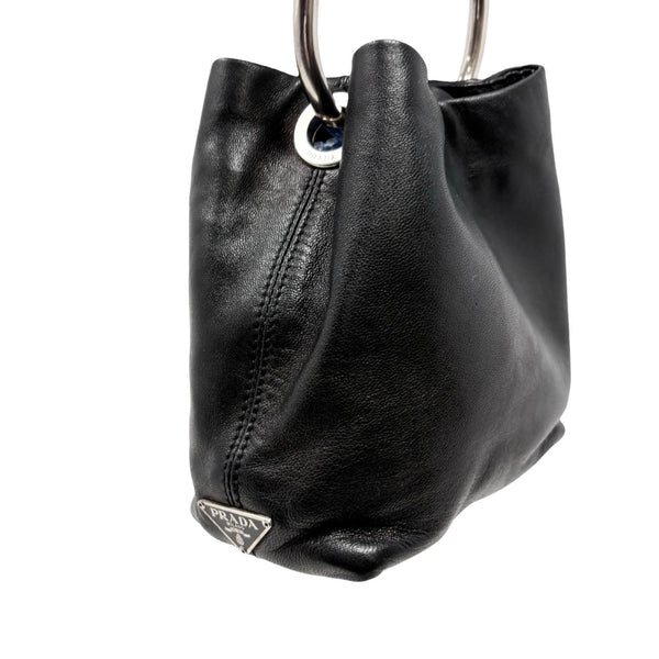 Prada Black Leather Mini Ring Bag
