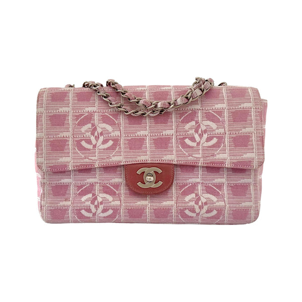 Chanel Pink Canvas Travel Line Flap Bag