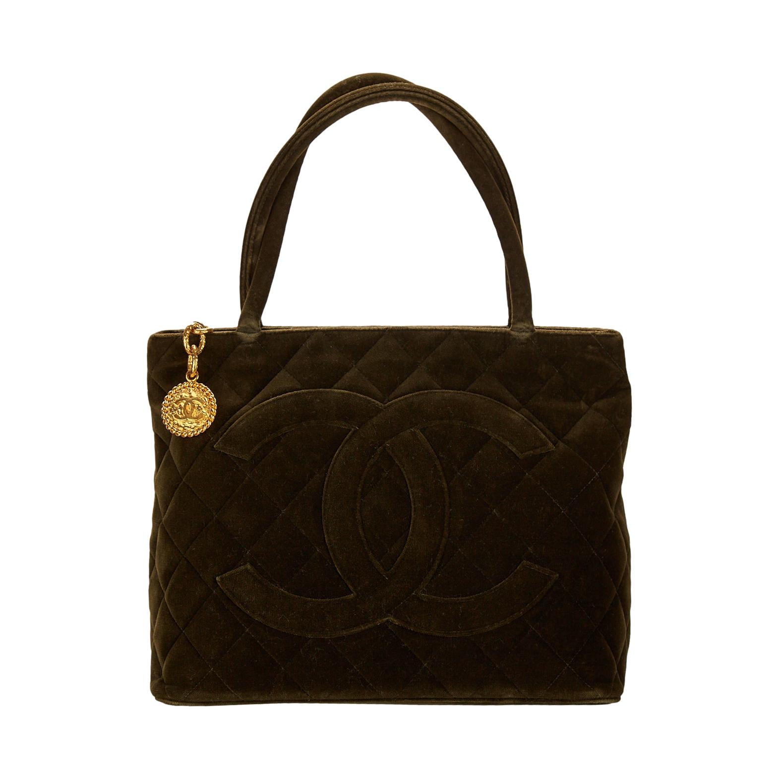 Chanel Olive Green Medallion Top Handle Bag