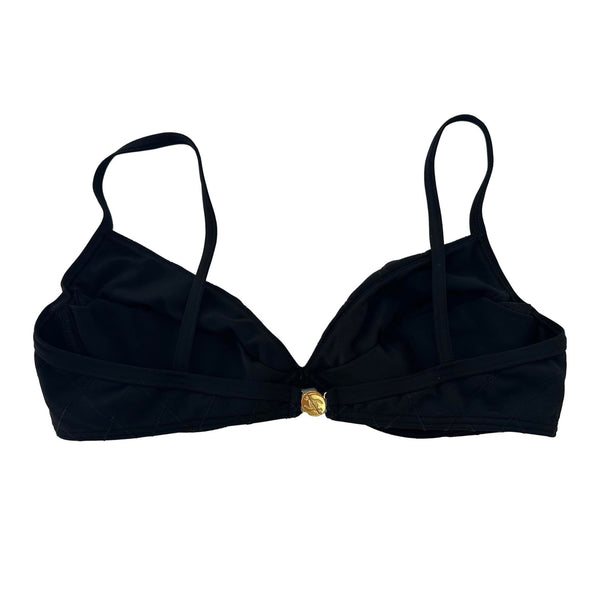 Chanel Black Quilted Logo Bikini Top