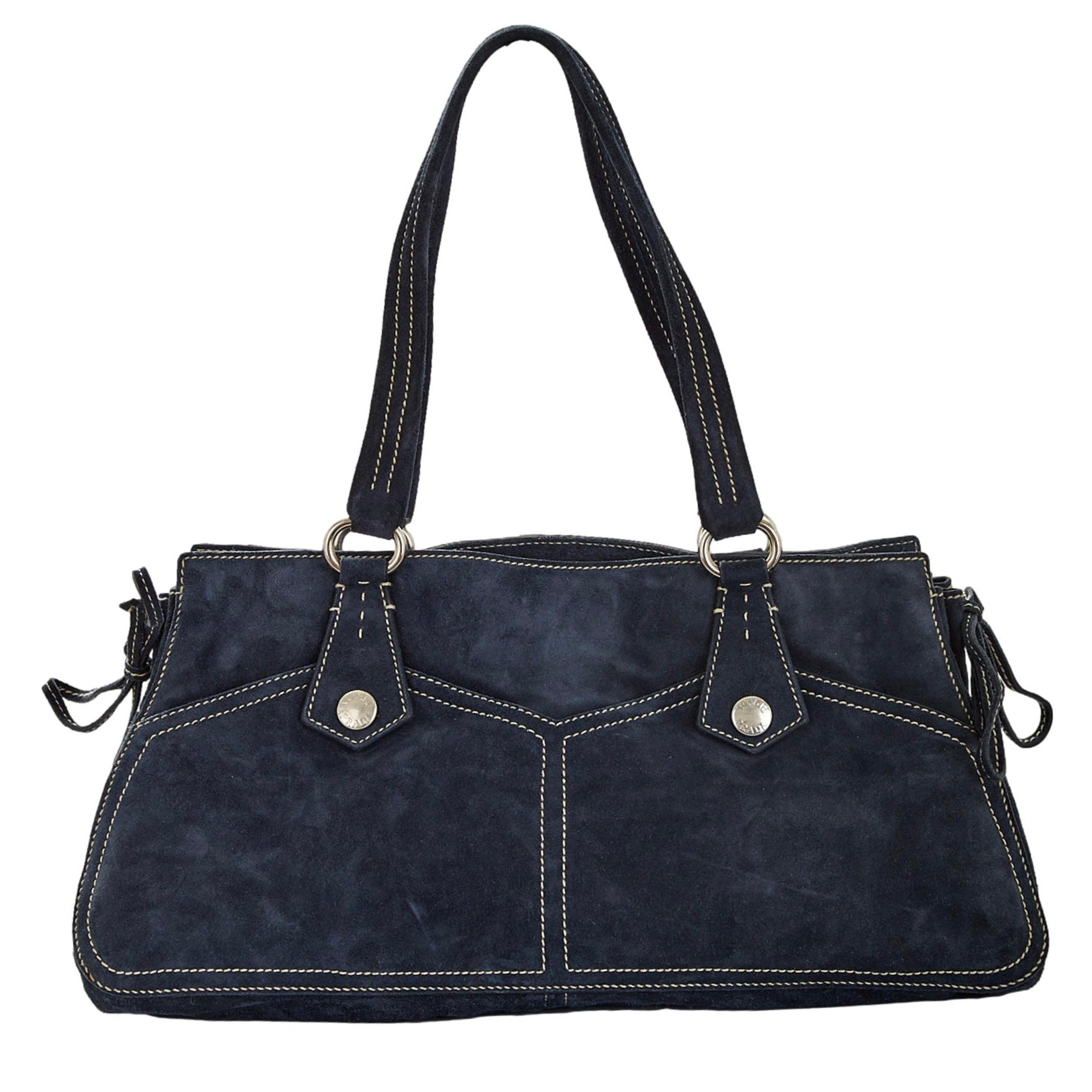 Prada Navy Suede Shoulder Bag