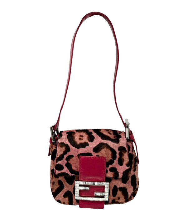 Fendi Pink Cheetah Mini Mama Baguette Bag