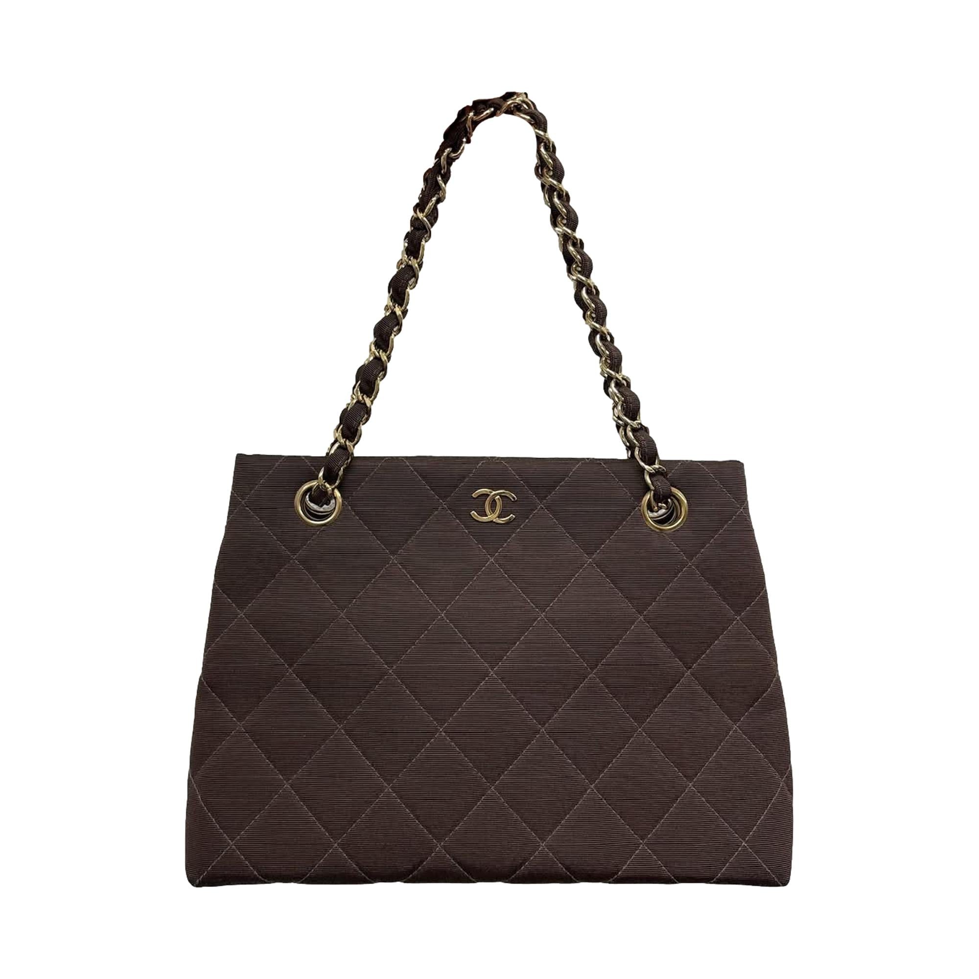 Chanel Brown Grossgrain Chain Shoulder Bag
