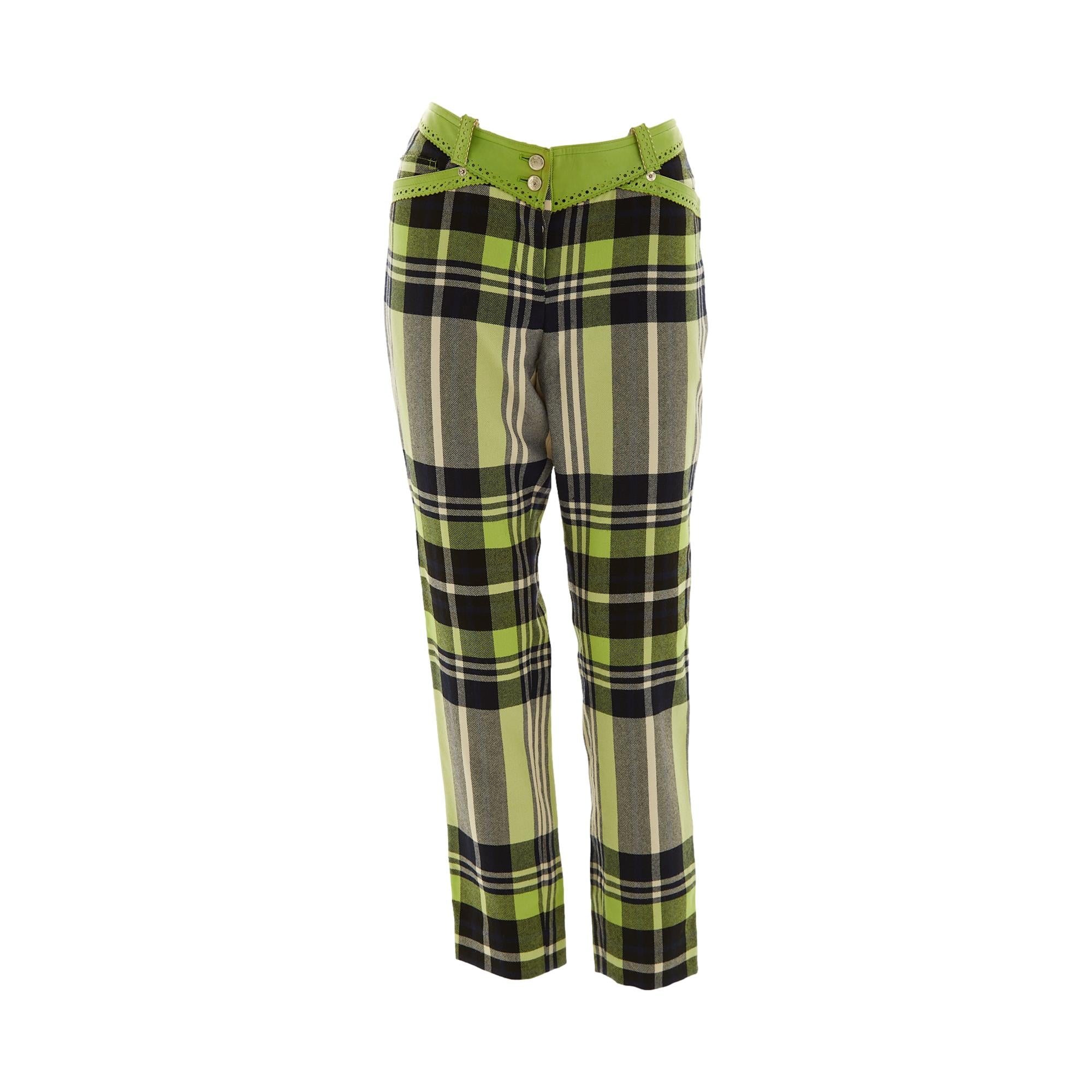 Dior Green Plaid Pants