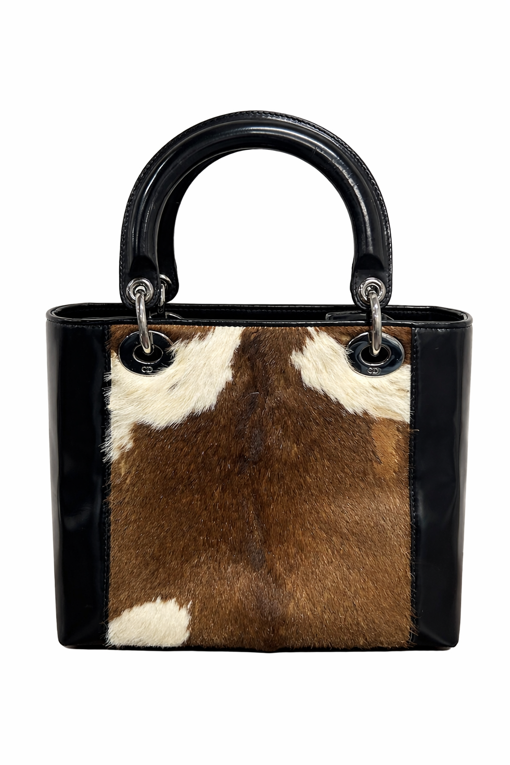 Dior Cow Print Fur Top Handle Bag