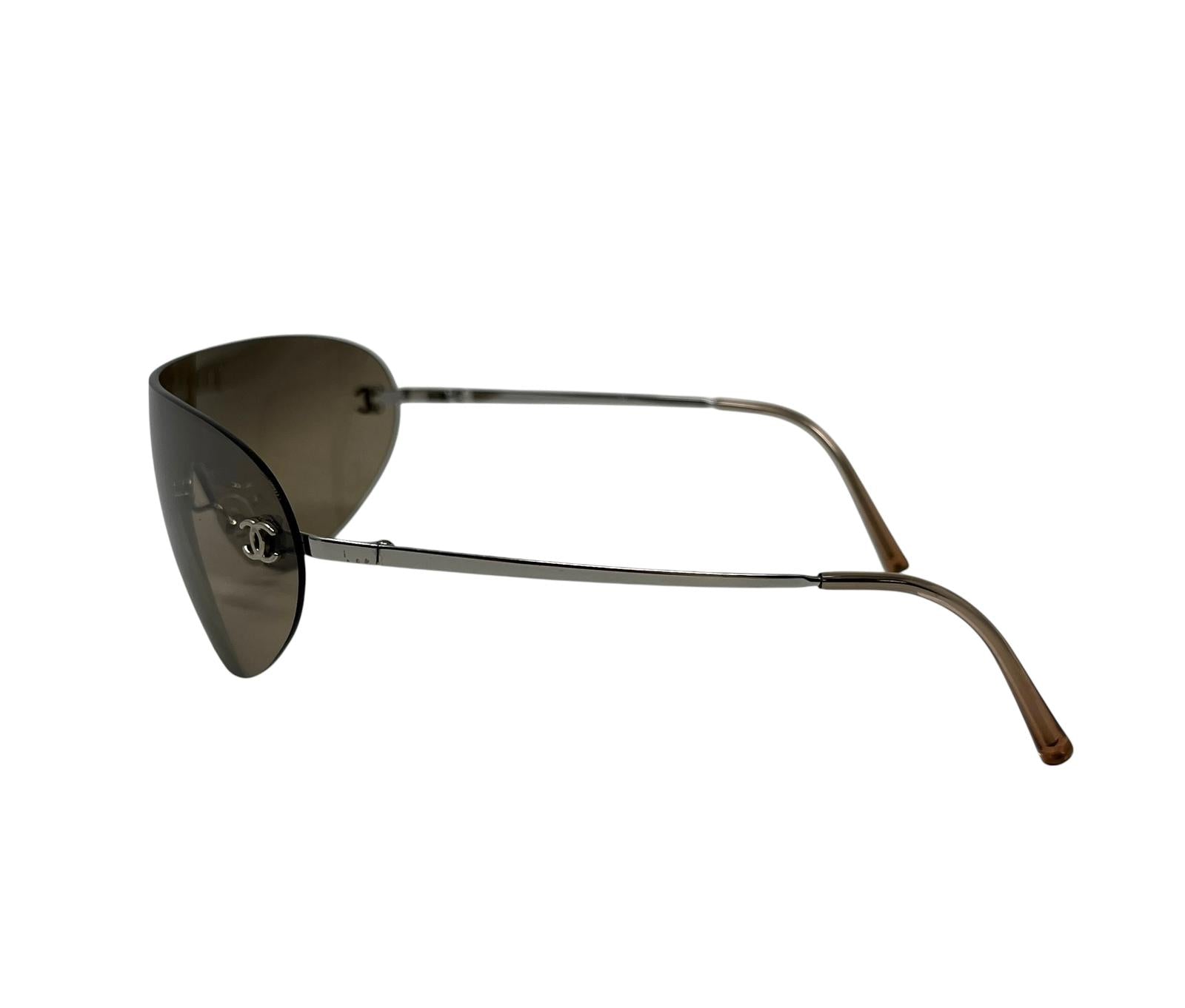 Chanel Brown Visor Rimless Sunglasses