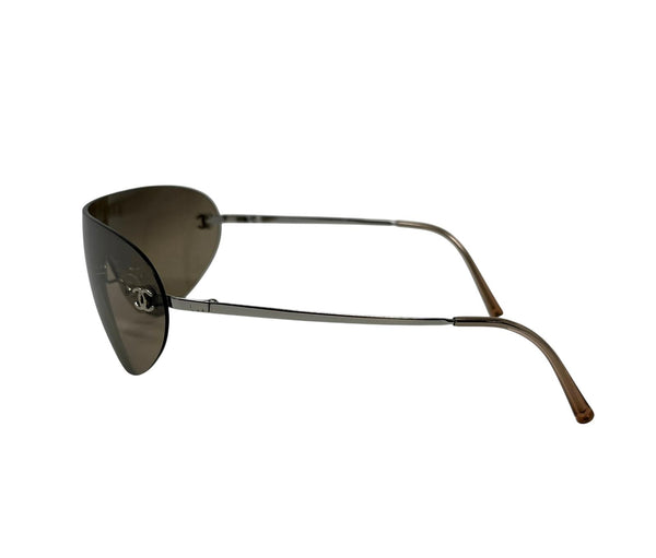 Chanel Brown Visor Rimless Sunglasses