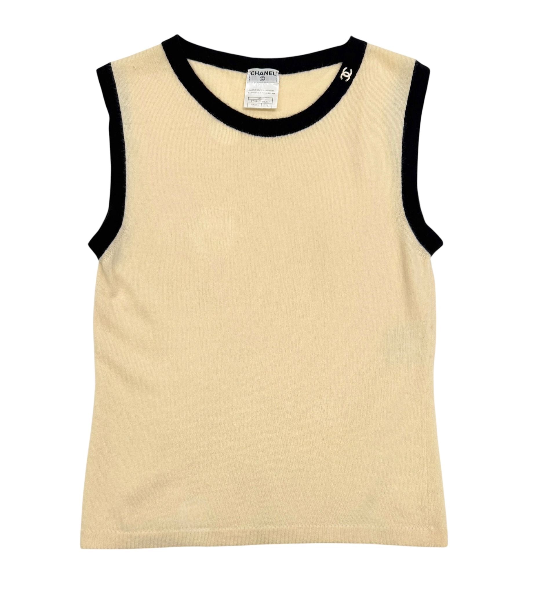 Chanel Cream Cashmere Tank Top