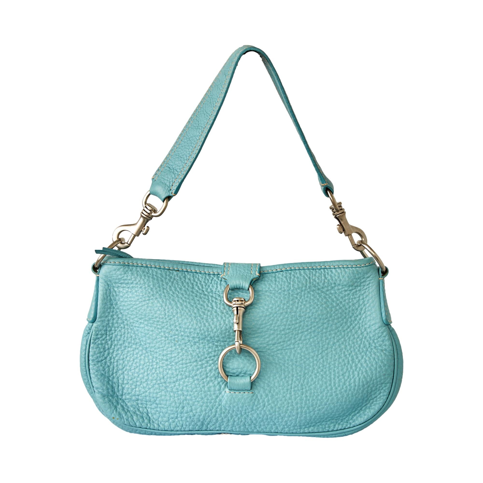 Miu Miu Baby Blue Pebbled Leather Shoulder Bag