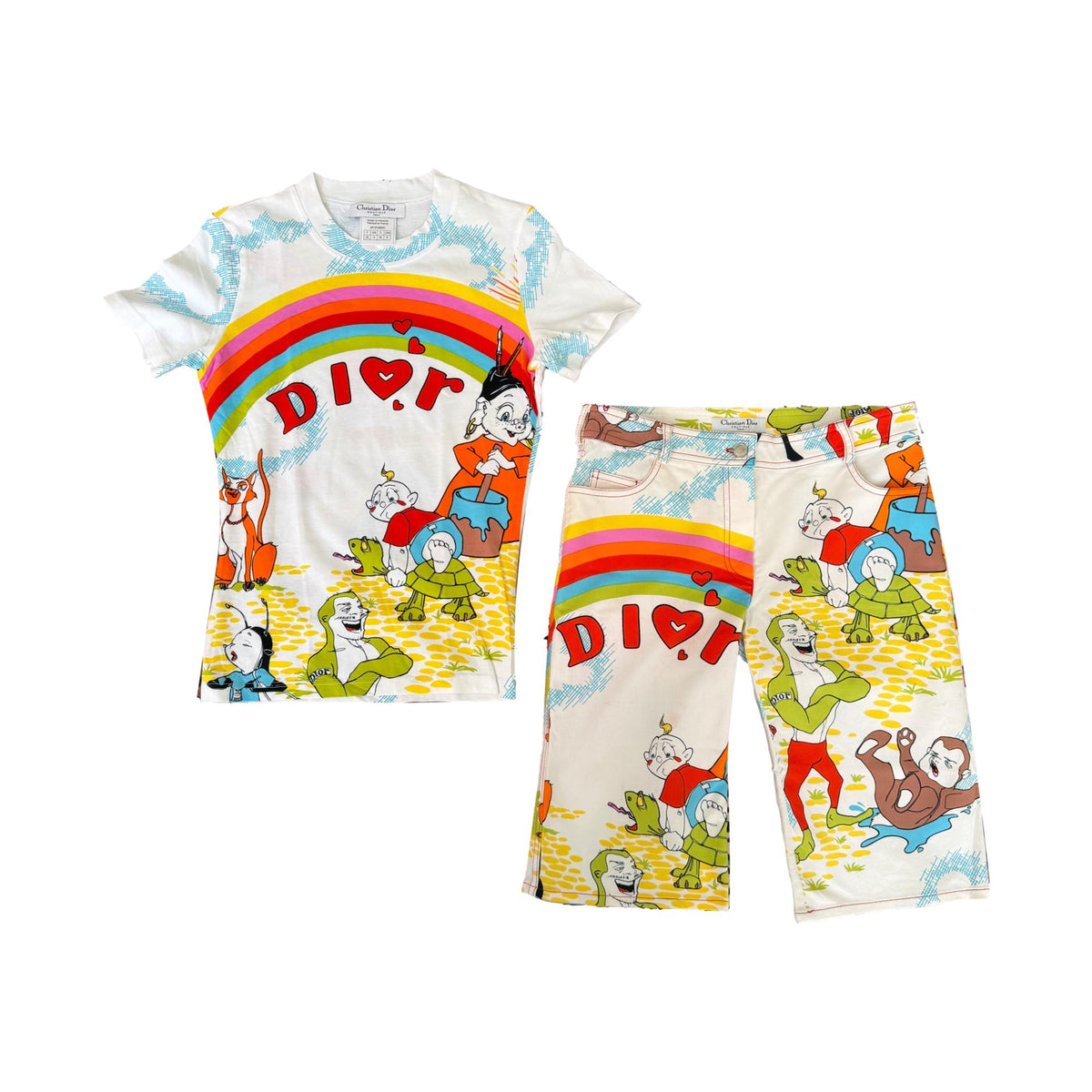 Dior Cartoon Print Short Set