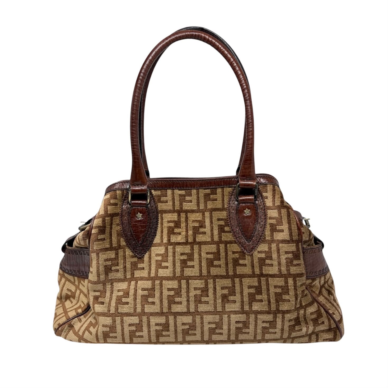 Fendi Brown Velour Shoulder Bag