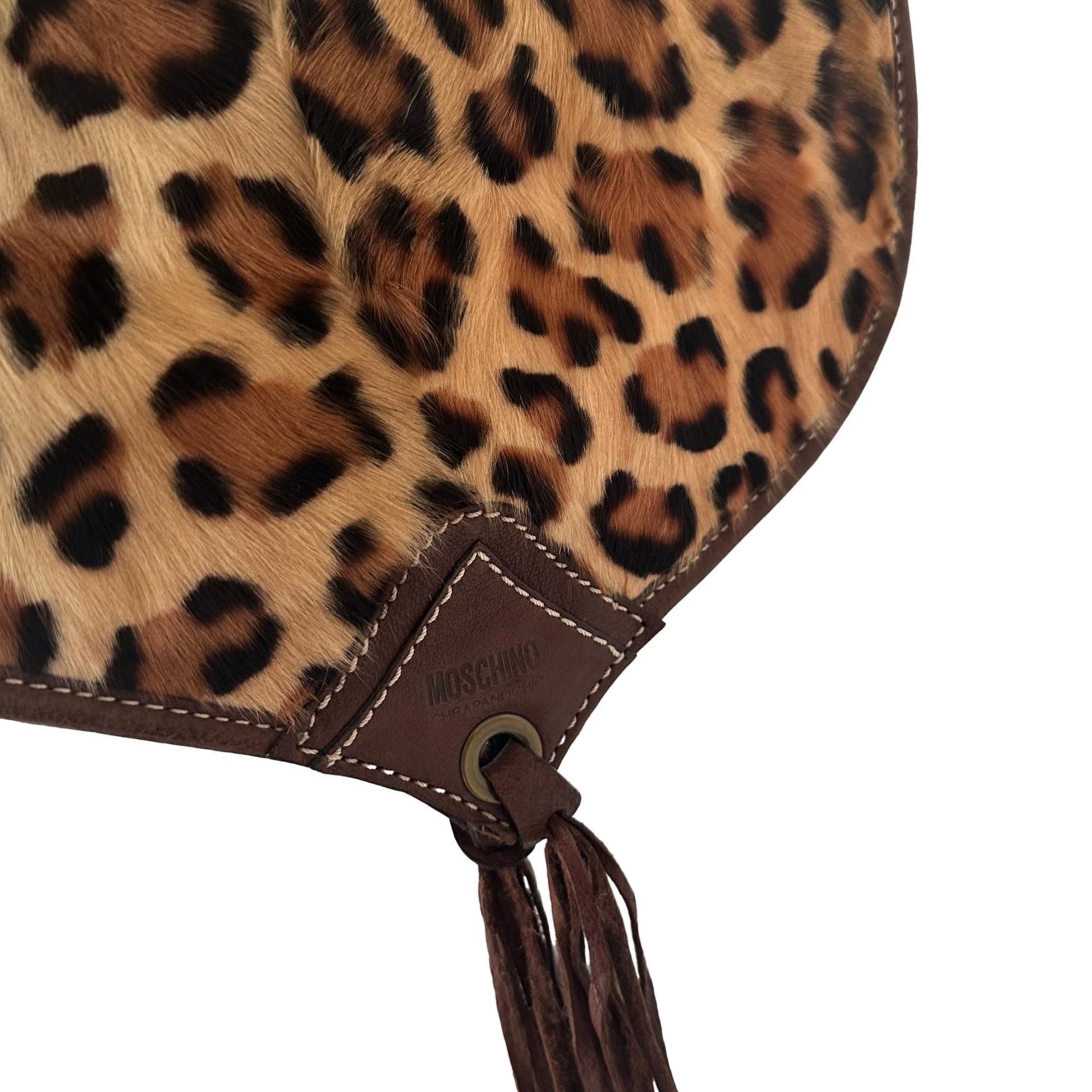 Moschino Cheetah Heart Chain Bag
