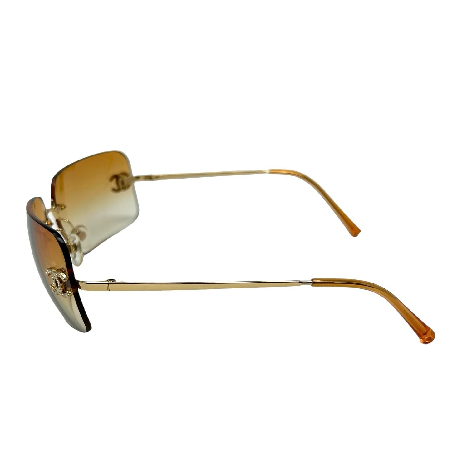 Chanel Orange Rhinestone Logo Rimless Sunglasses – Treasures of NYC