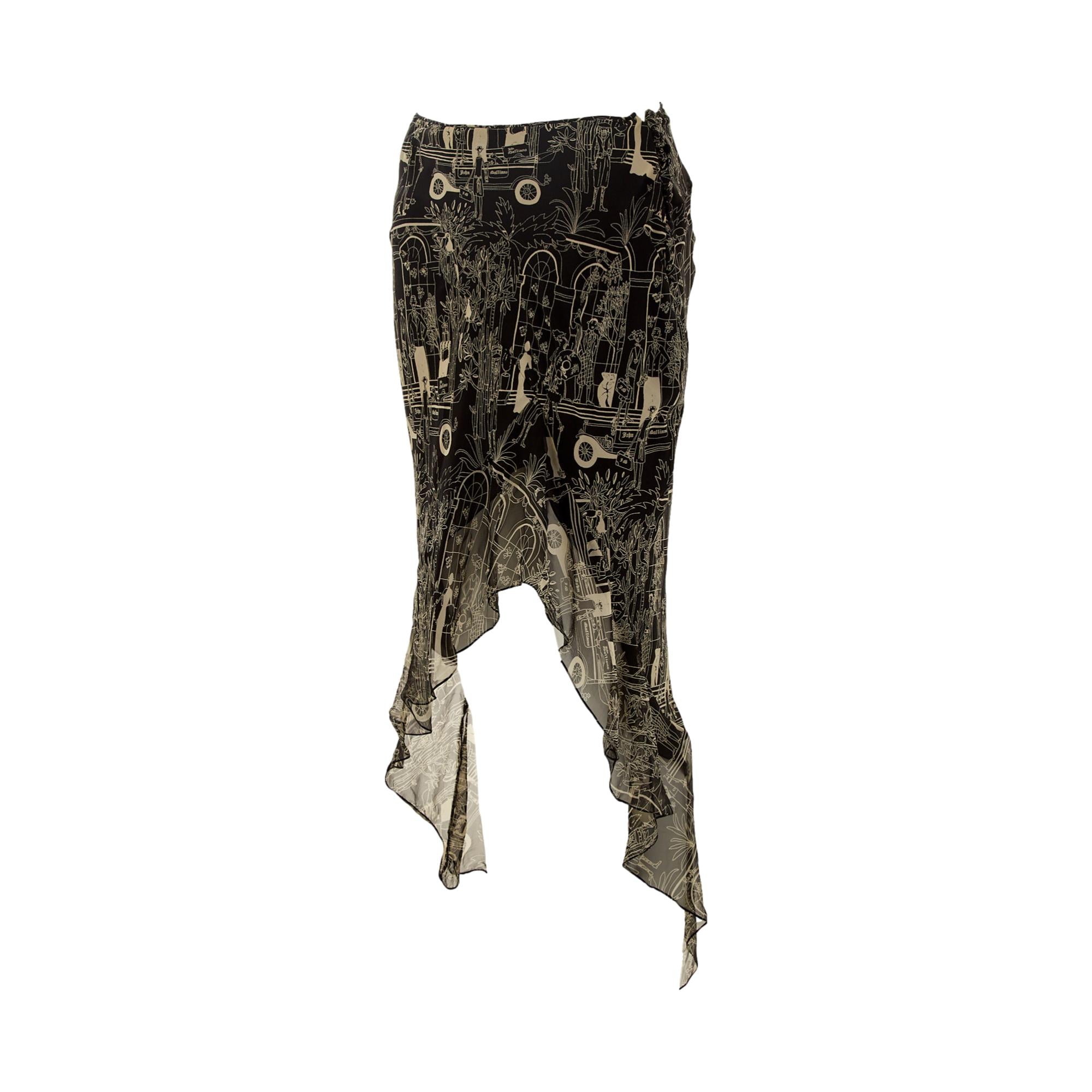 John Galliano Black City Scene Skirt