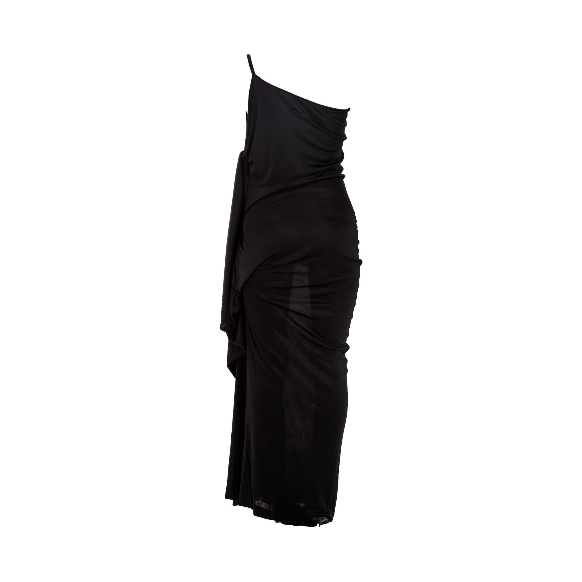 Jean Paul Gaultier Black Side Tie Draped Dress