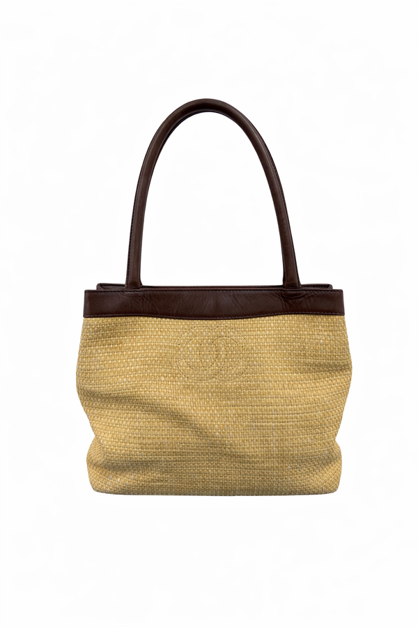 Chanel Tan Straw Top Handle Bag