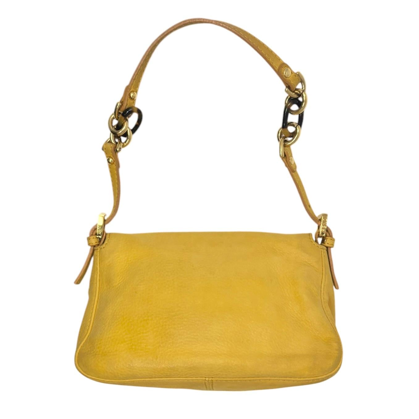 Fendi Yellow Leather Mini Mamma Baguette Bag