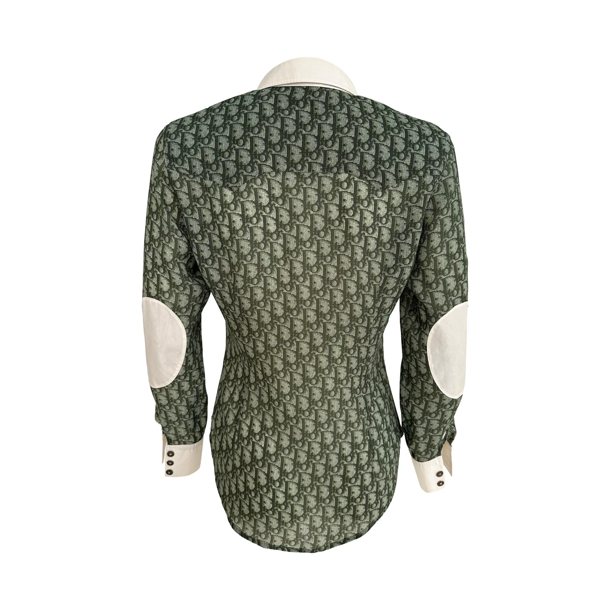 Dior Green Logo Button Down Top