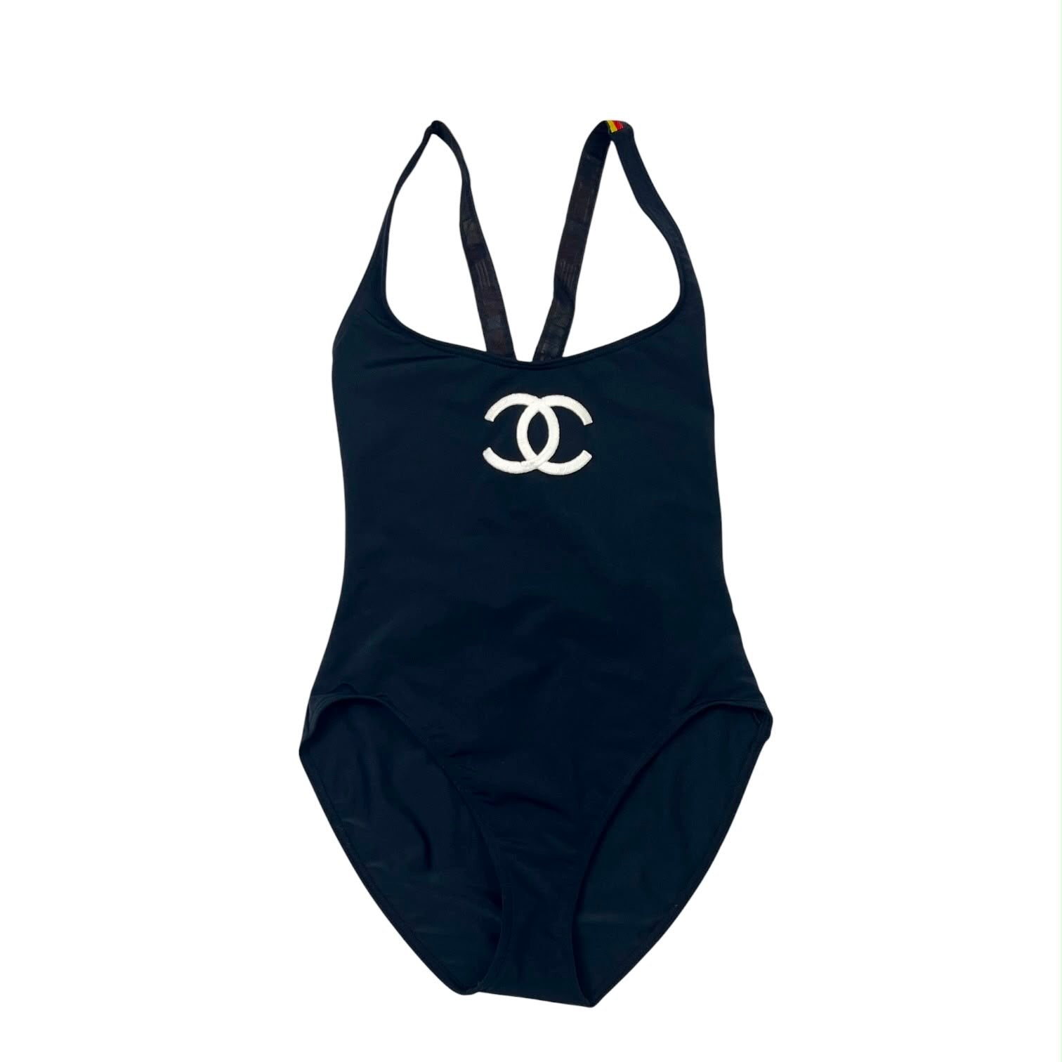 Chanel Black Embroidered Jumbo Logo One Piece