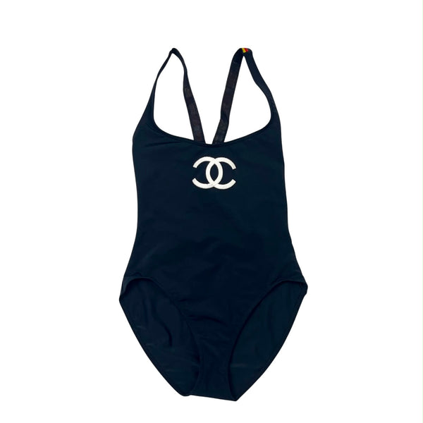 Chanel Black Embroidered Jumbo Logo One Piece
