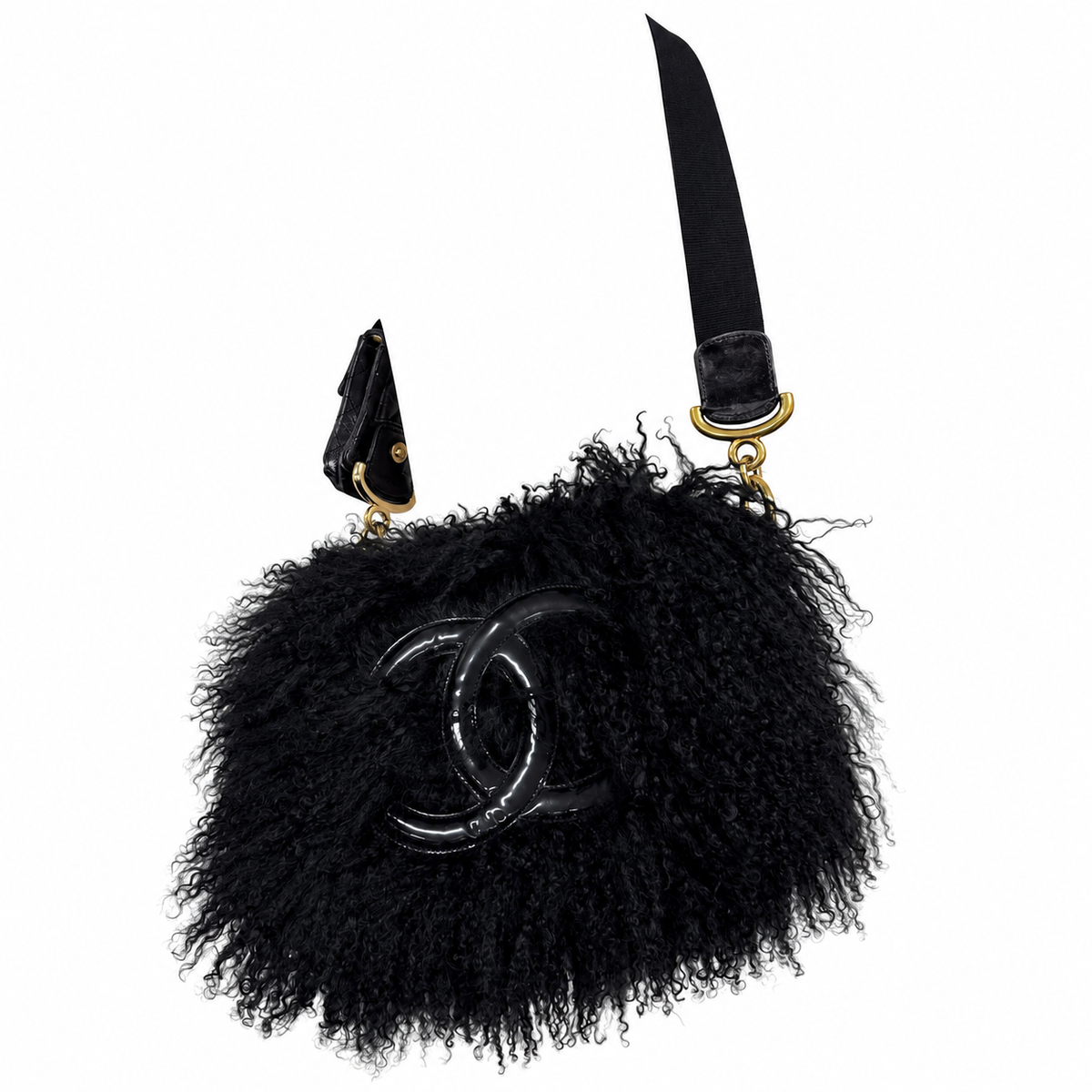 Chanel Black Mongolian Fur Shoulder Bag