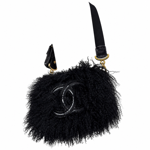 Chanel Black Mongolian Fur Shoulder Bag