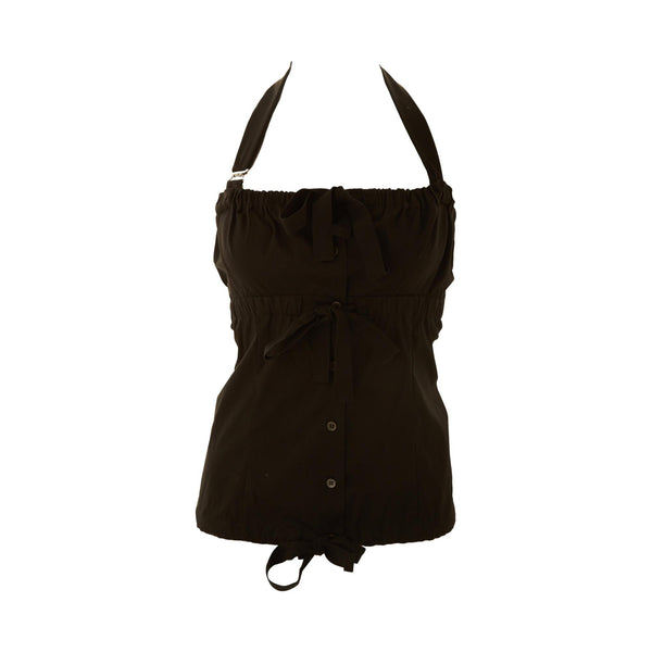 Prada Black Ribbon Halter Top