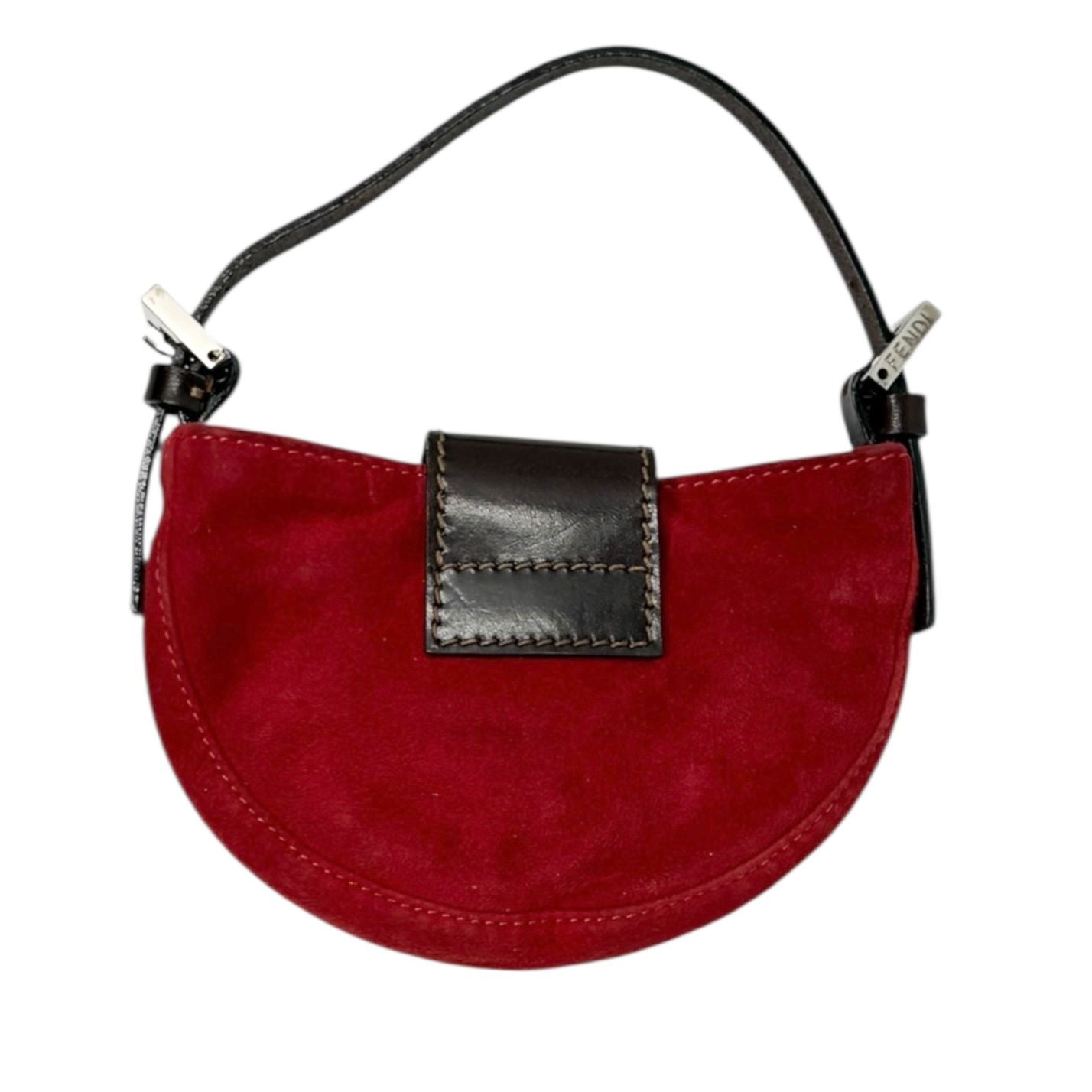 Fendi Red Seude Croissant Bag